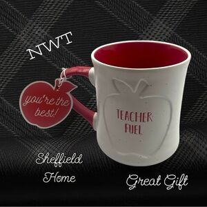 Sheffield Home NWT Teacher Fuel Mug - White and Red Apple Design Great Gift